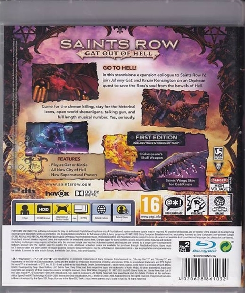 Saints Row Gat Out Of Hell - First Edition - PS3 (B Grade) (Genbrug)